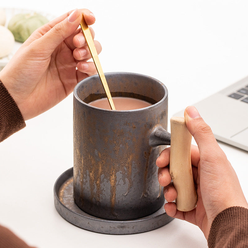 The Drøbak XL Coffee Mug - Ceramic Mug w/ Wood handle by Ecletticos
