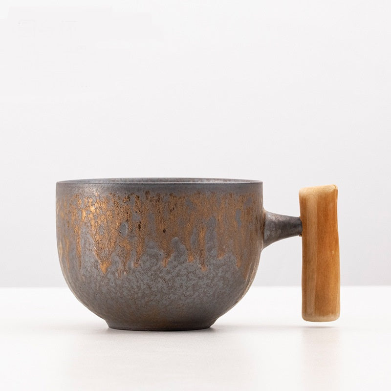 Natural Wood Coffee Cup with Handle - Ikorii